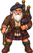 Old Piper carrying bagpipes
