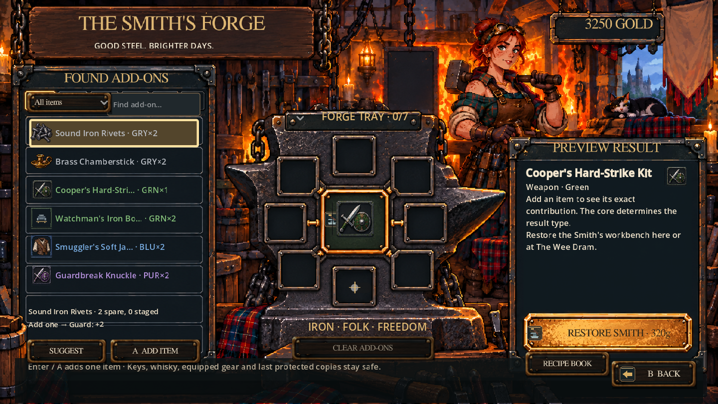 Forge equipment and recipe interface